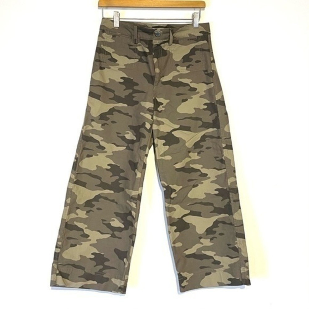 Banana Republic Olive Green Camo Cropped Trouser Canvas Cotton Size 4 Camouflage